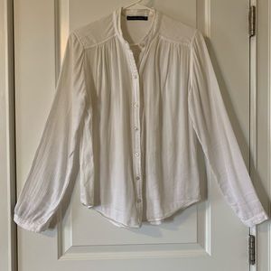 Abercrombie and Fitch white collar-less button up